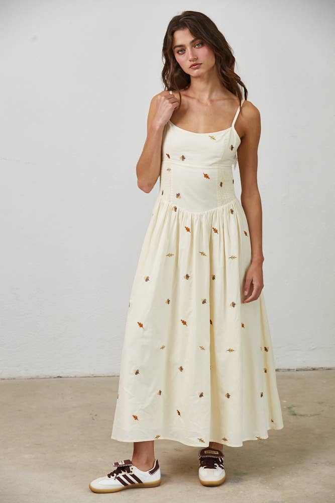 Leaf Maxi Dress: Beige