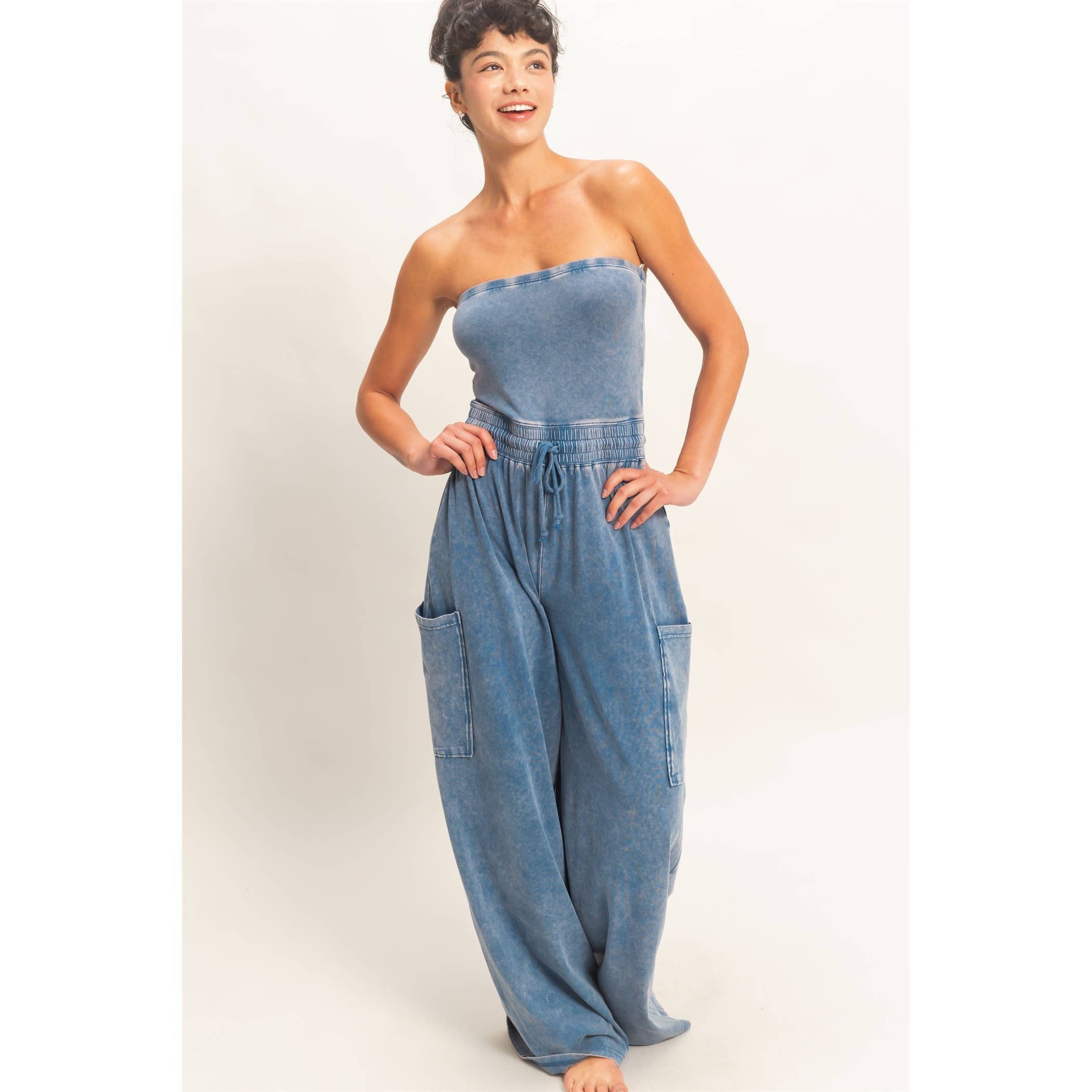 Mineral Wash Jumpsuit: Navy