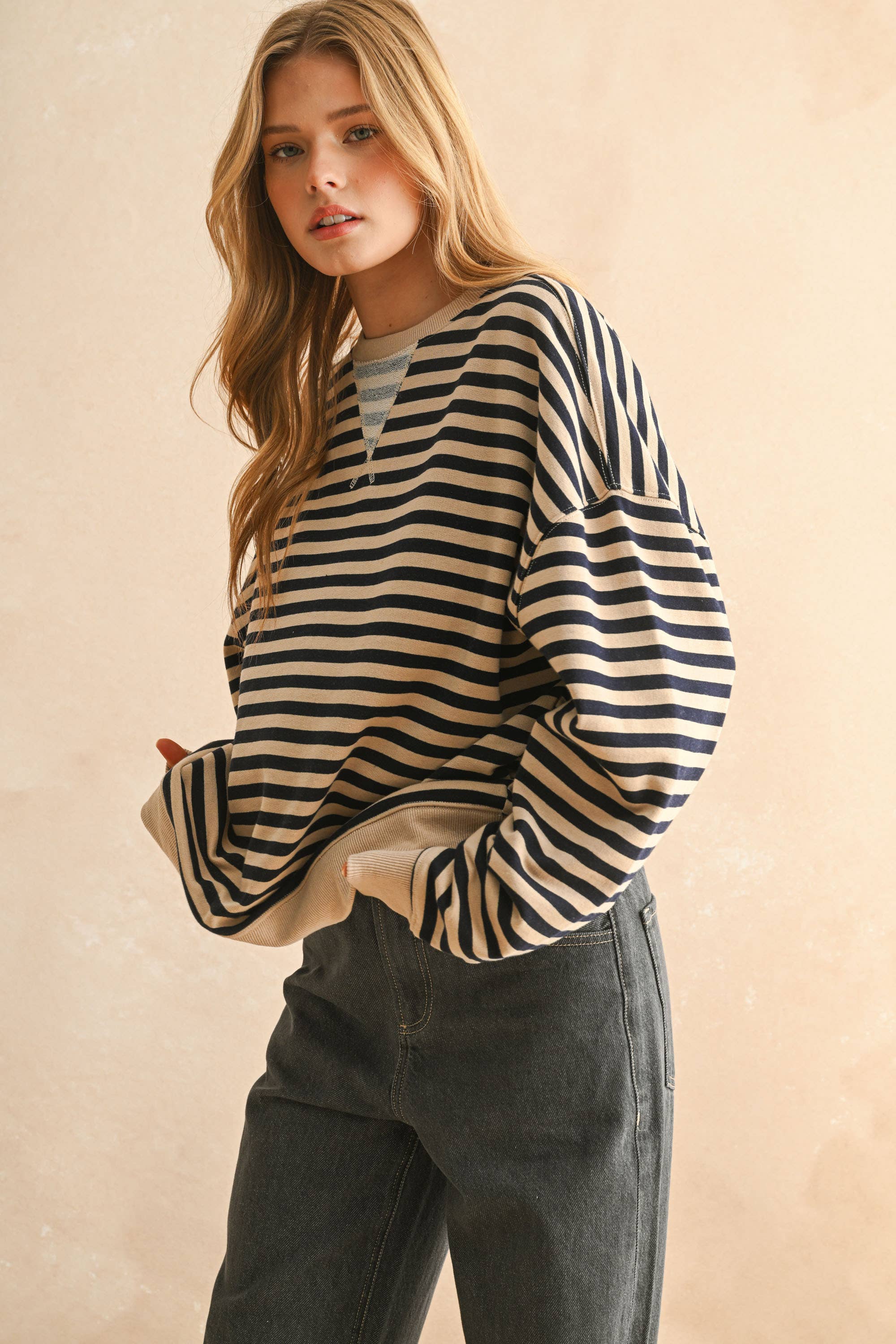 Striped Pullover: Red/Gray
