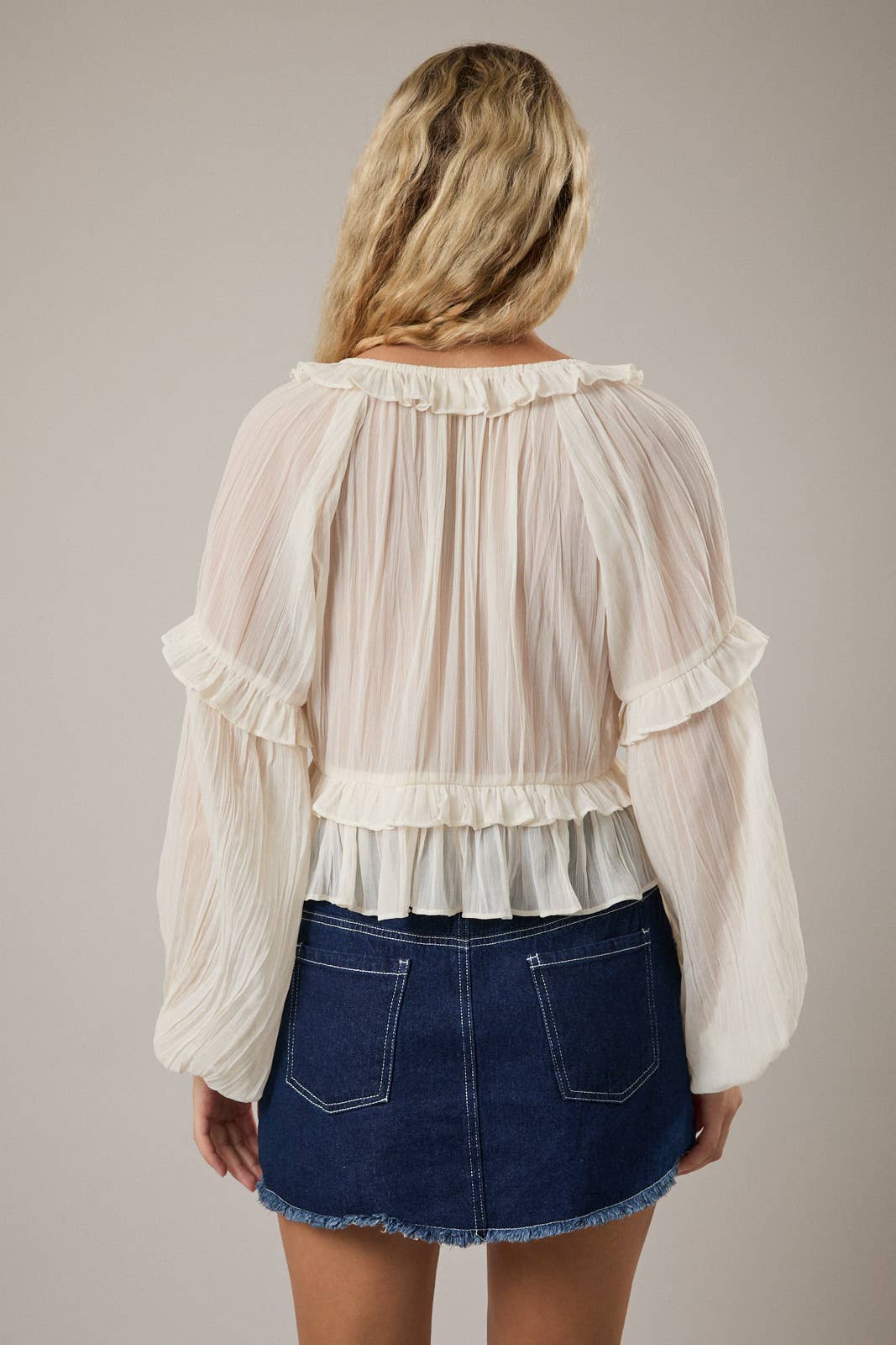 Ruffle Detail Blouse: Cream