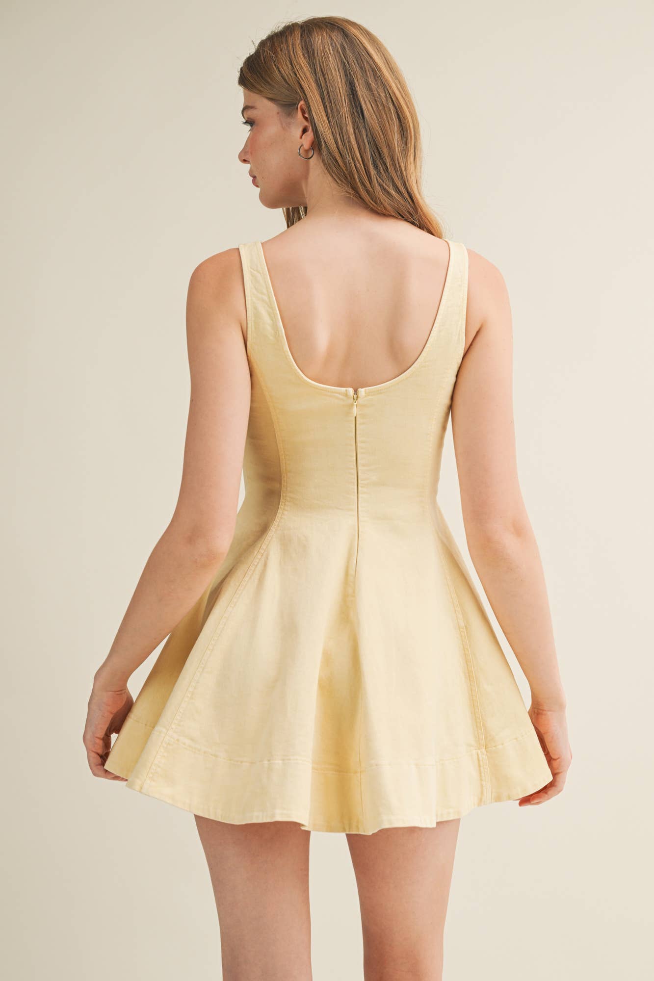 Flared Mini Dress: Butter