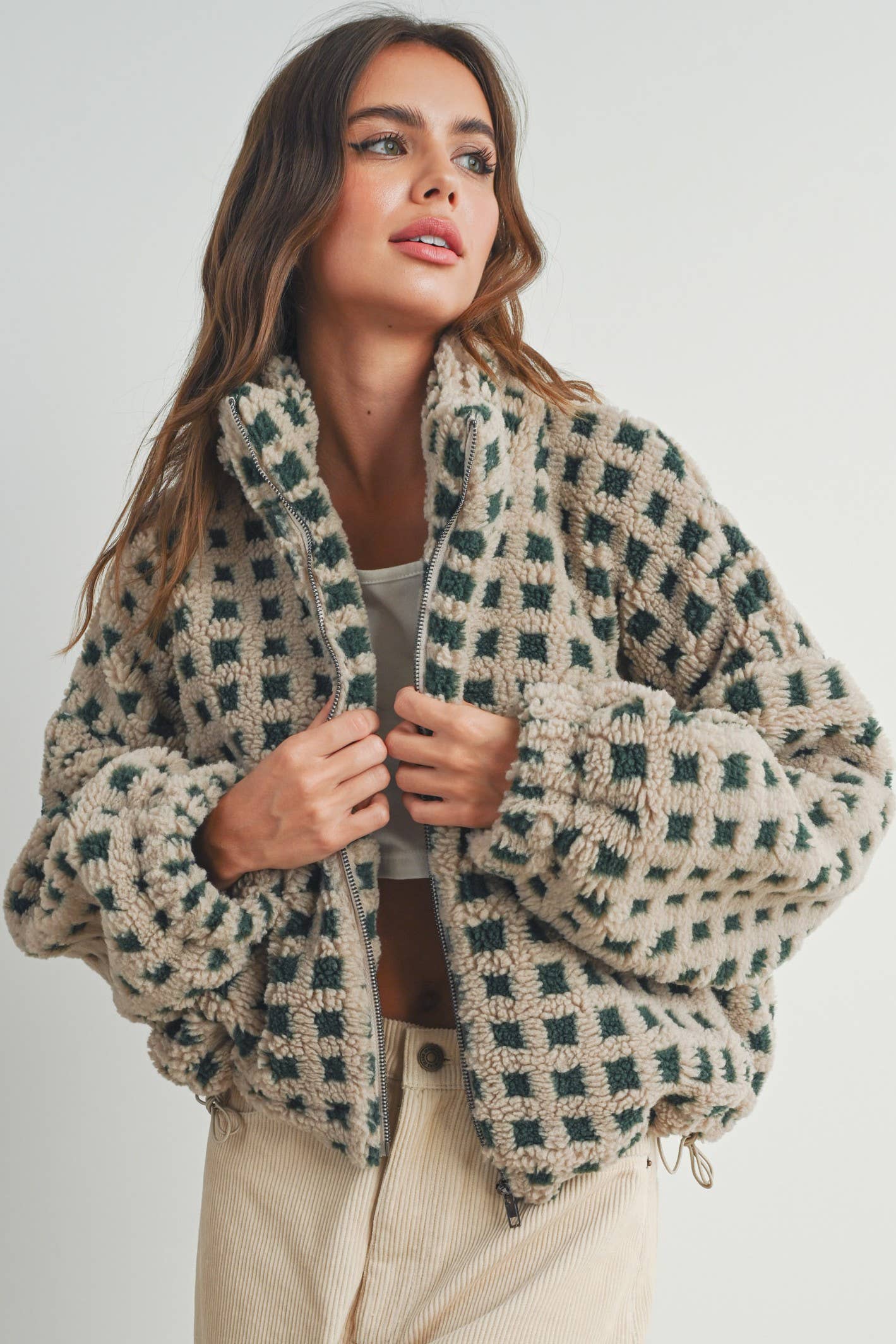 Fuzzy Sherpa Jacket: Taupe