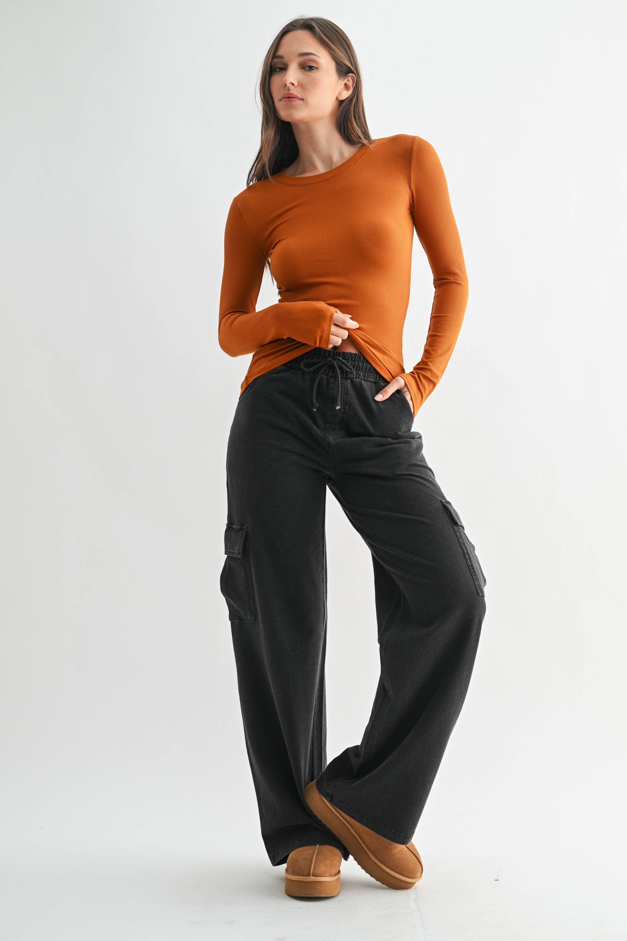 Essential Micro-Ribbed Athleisure Top: Plum