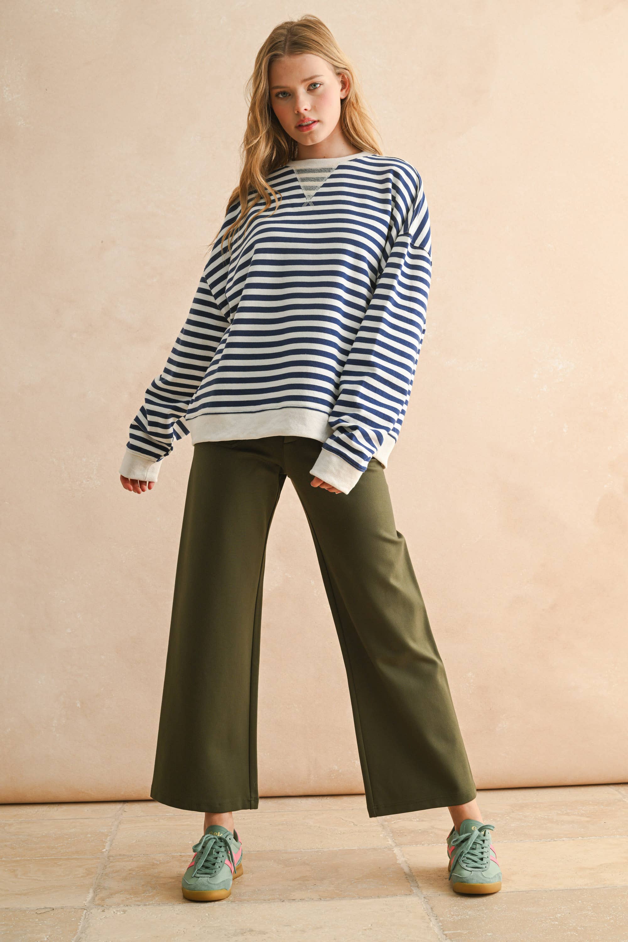 Striped Pullover: Red/Gray