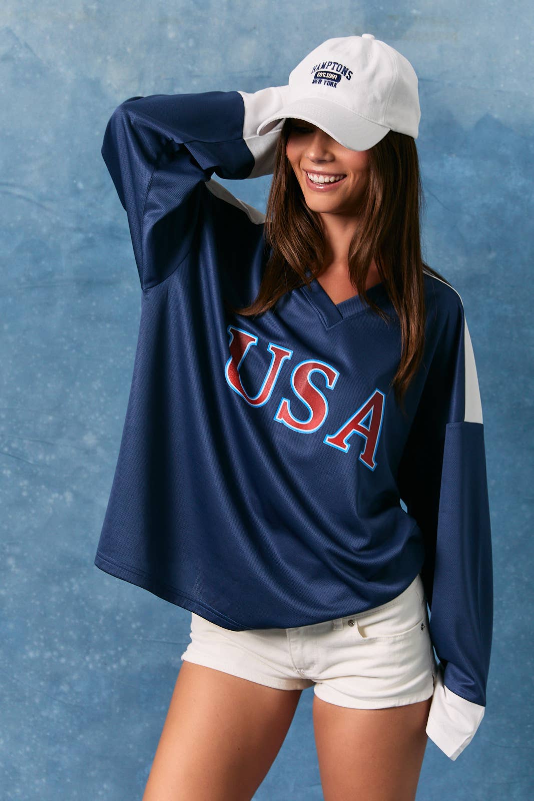 USA Oversized Jersey: Navy-White