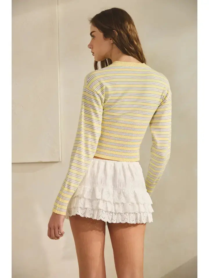 Jo Striped Snap Button Cardigan