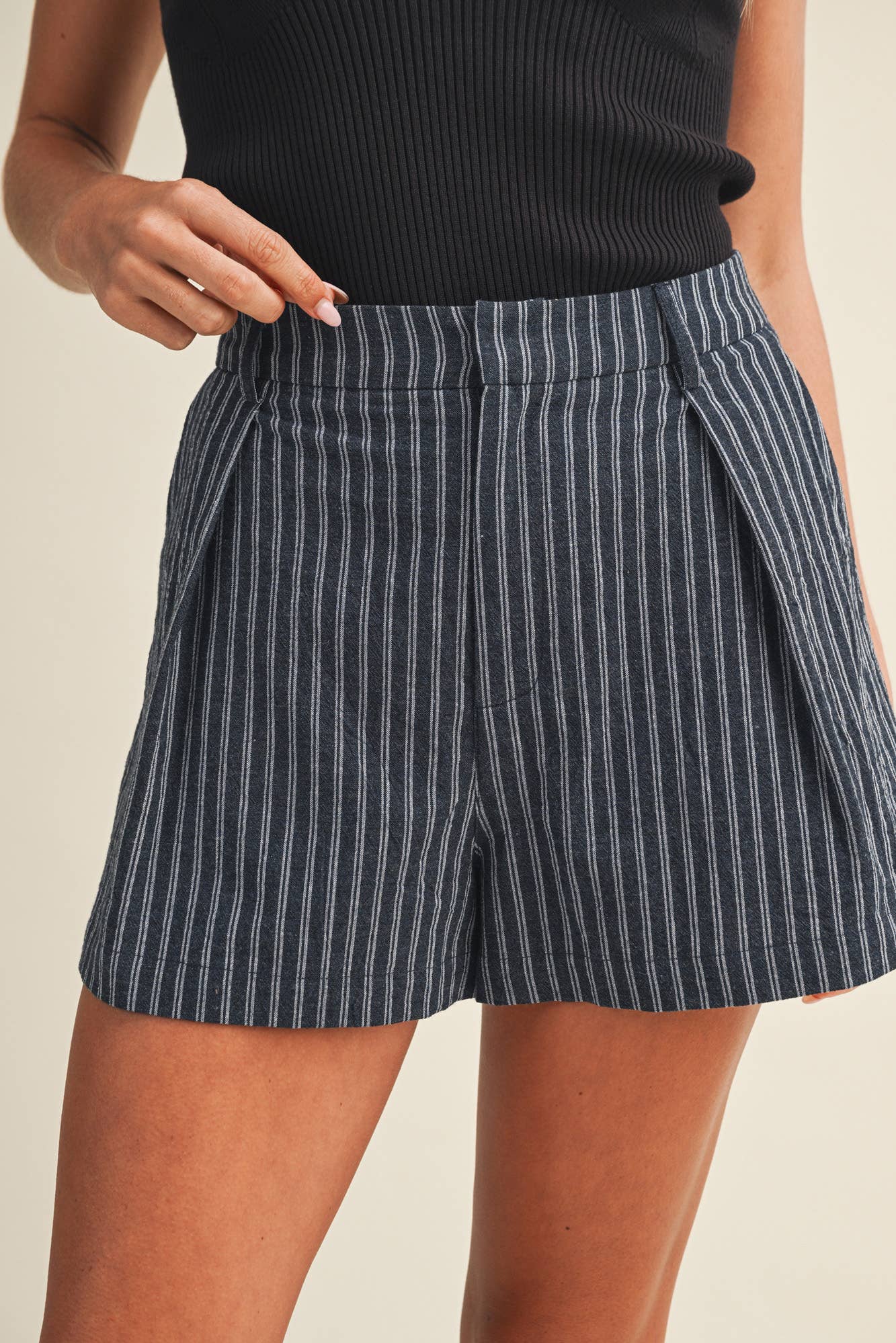 Indigo Pinstripe Shorts