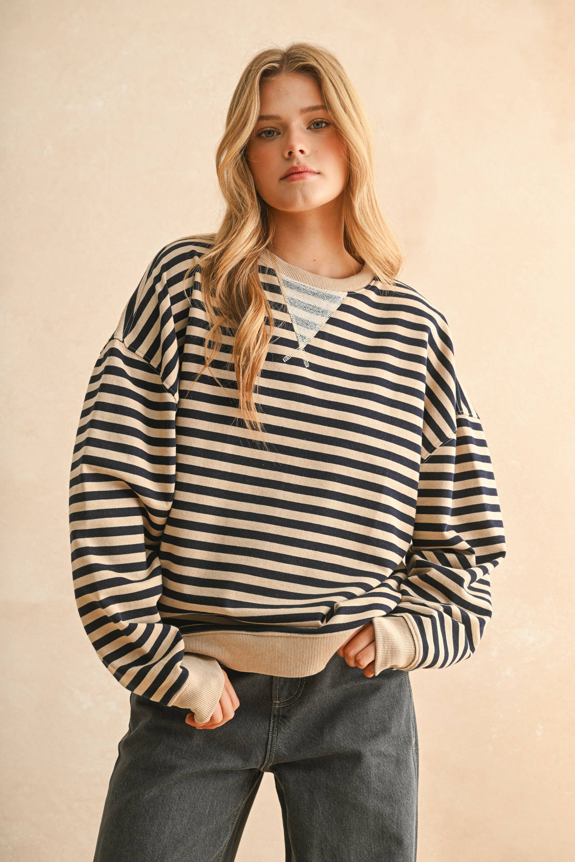 Striped Pullover: Red/Gray