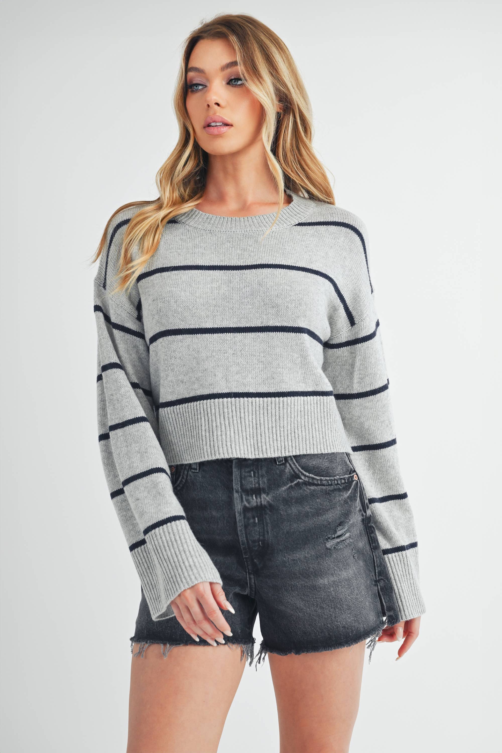 Emmanuelle Sweater: Gray/Navy