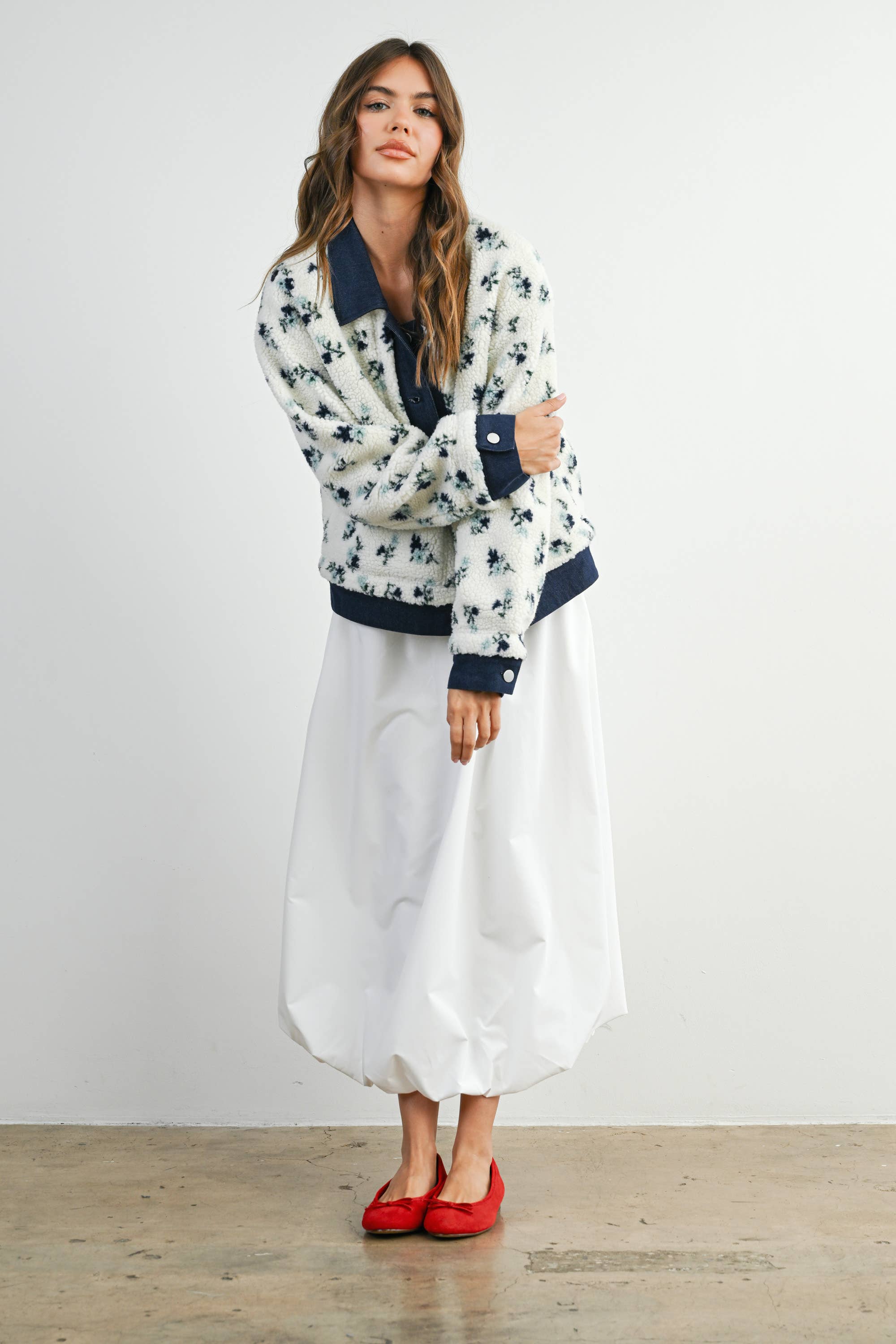 Floral Button-Down Jacket - Navy