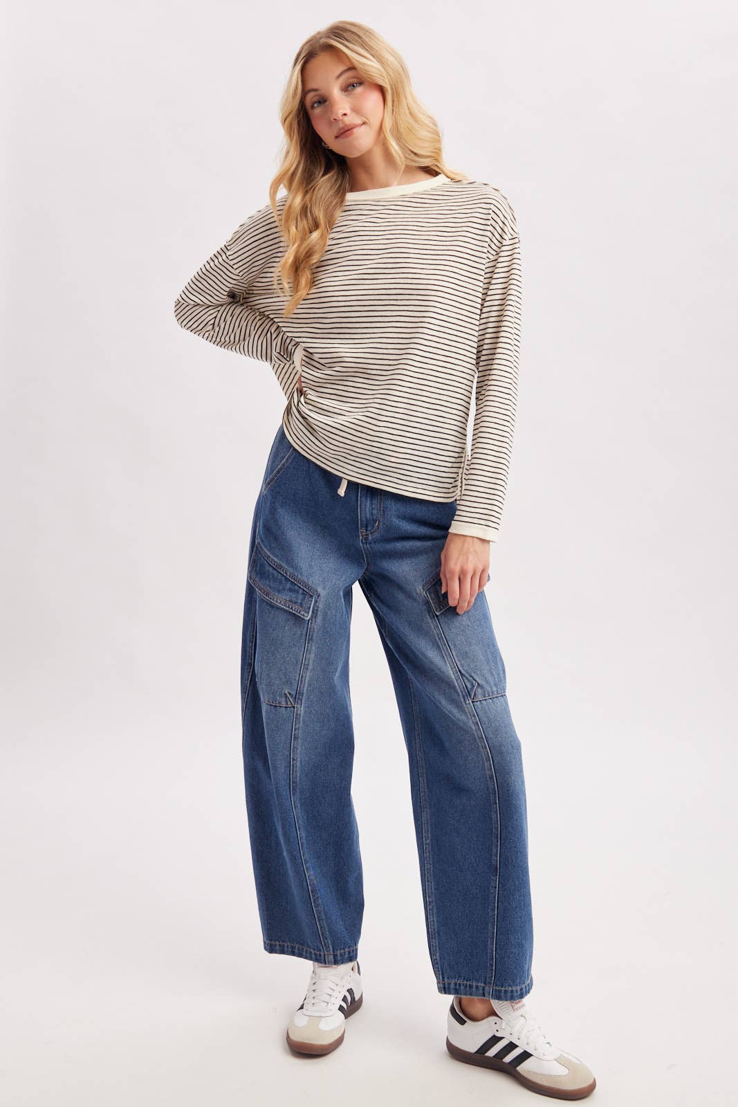 Denim Cargo Barrel Jeans