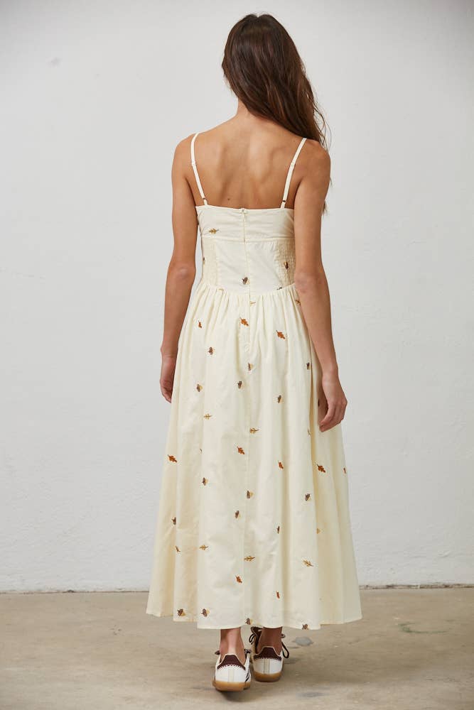 Leaf Maxi Dress: Beige