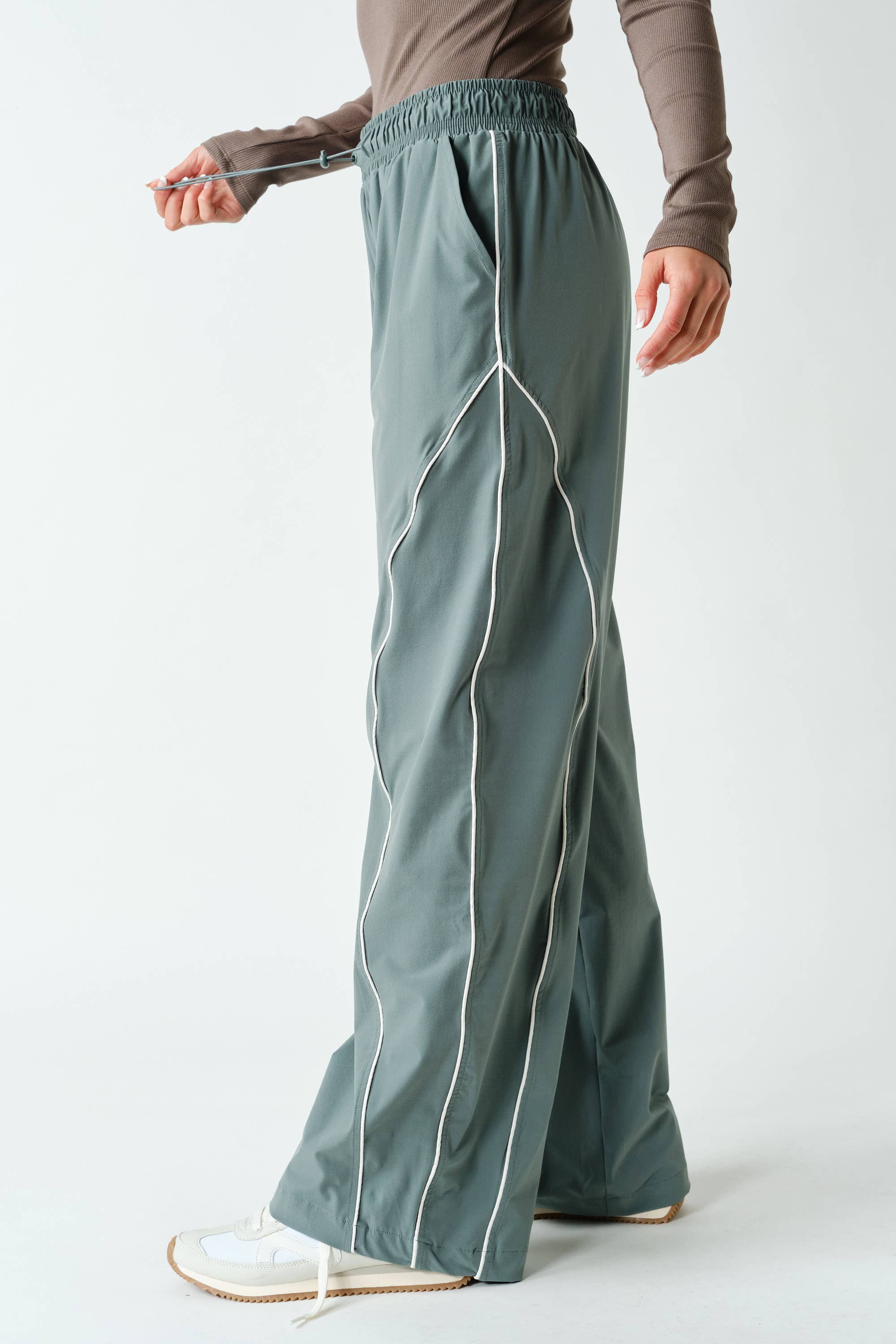 Curved Classic Track Pants: Eucalyptus