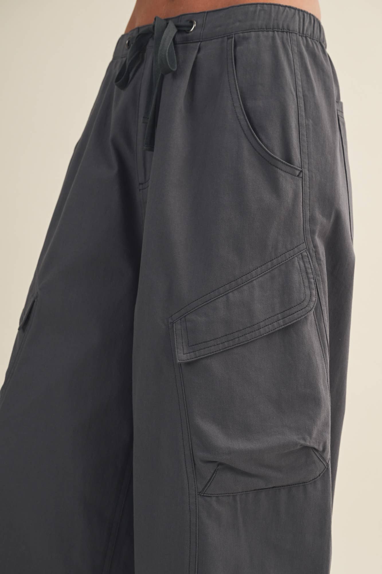 Voluminous Cargo Pants: Washed Navy