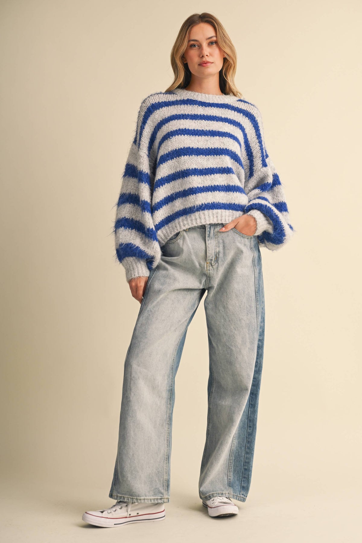 Striped Puff Sleeve Sweater