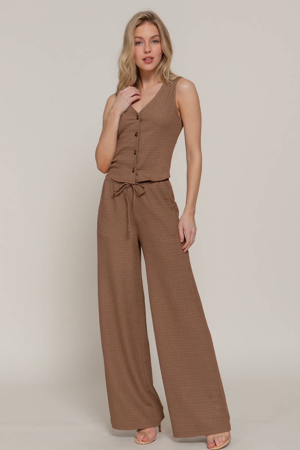 Button Closure Vest Set