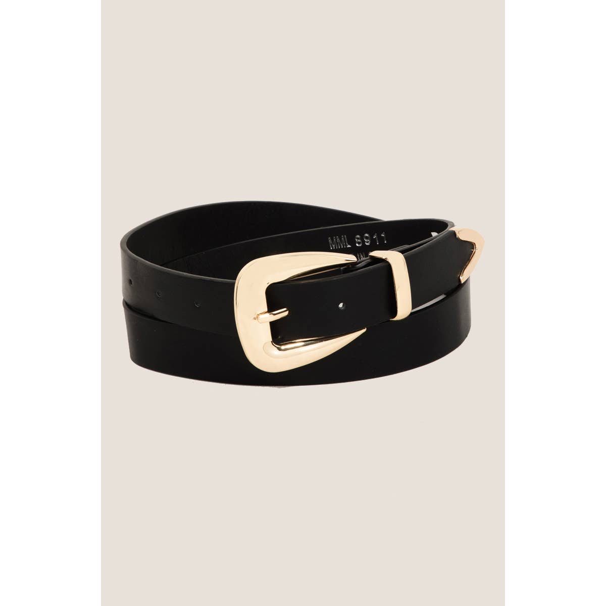 Smooth Faux Leather Belt: BK