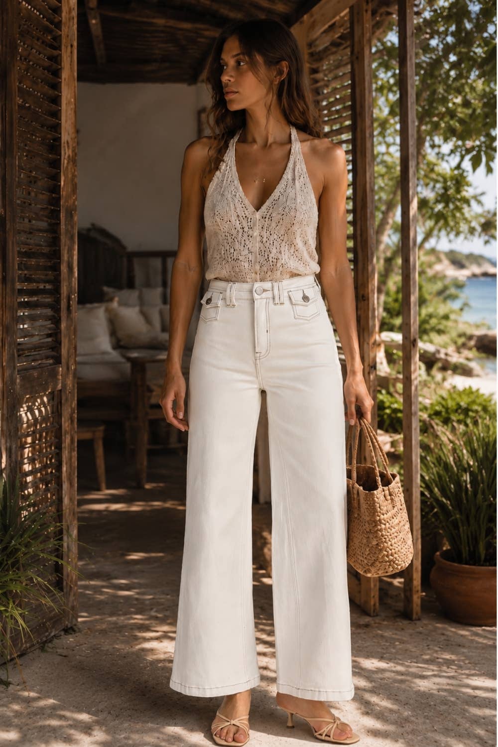 Patch Pocket Pants: White