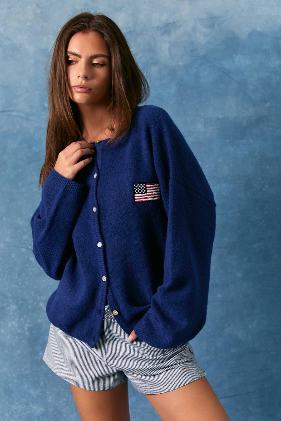 USA Flag Enbo Cardigan: Navy
