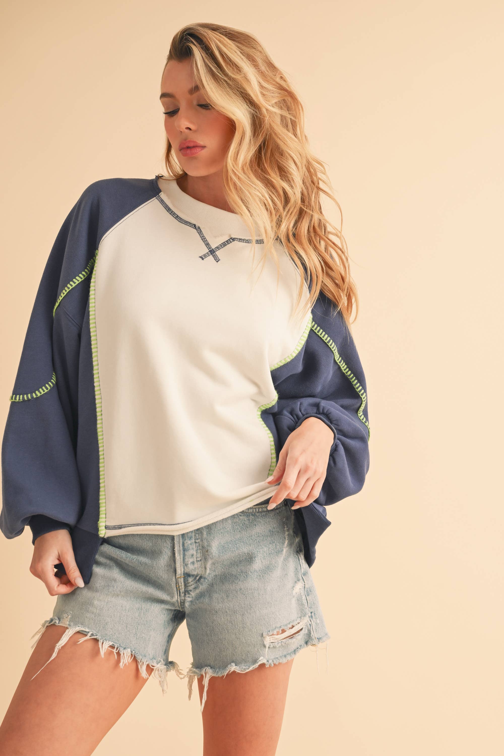 Nya Colorblock Sweater: Blue