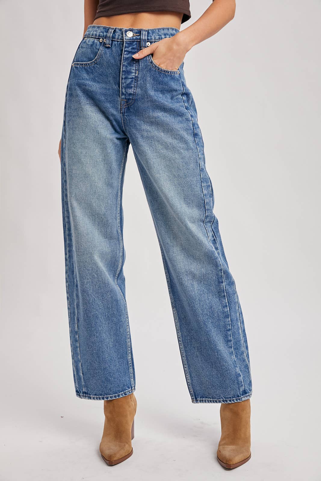 High-Rise Medium Wash Jeans:
