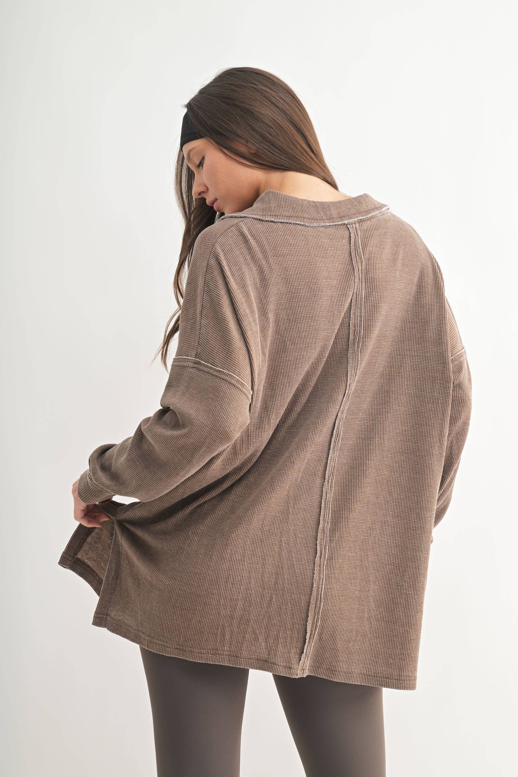 Waffle Knit Oversized:Black