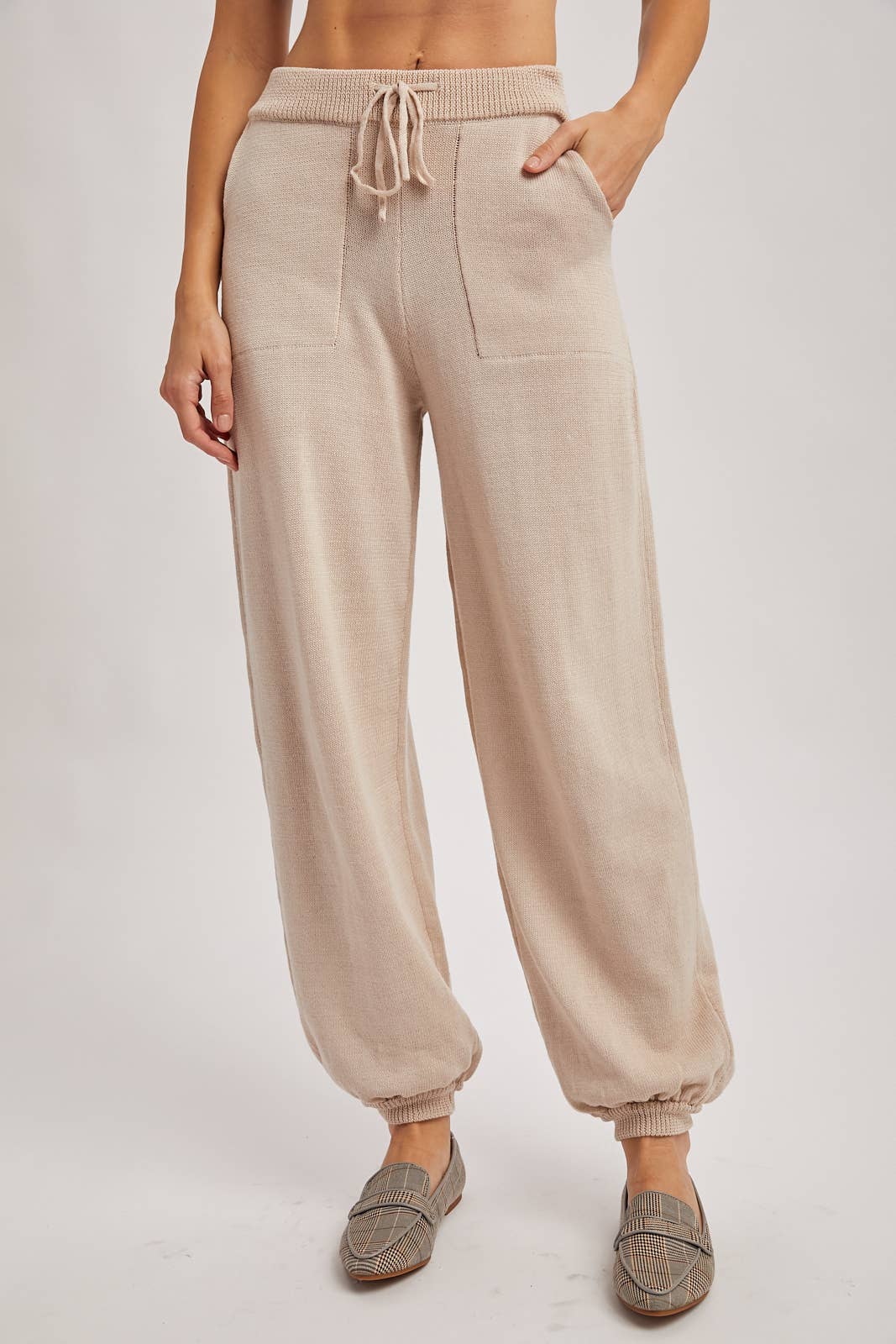 Relaxed Knit Jogger: Beige
