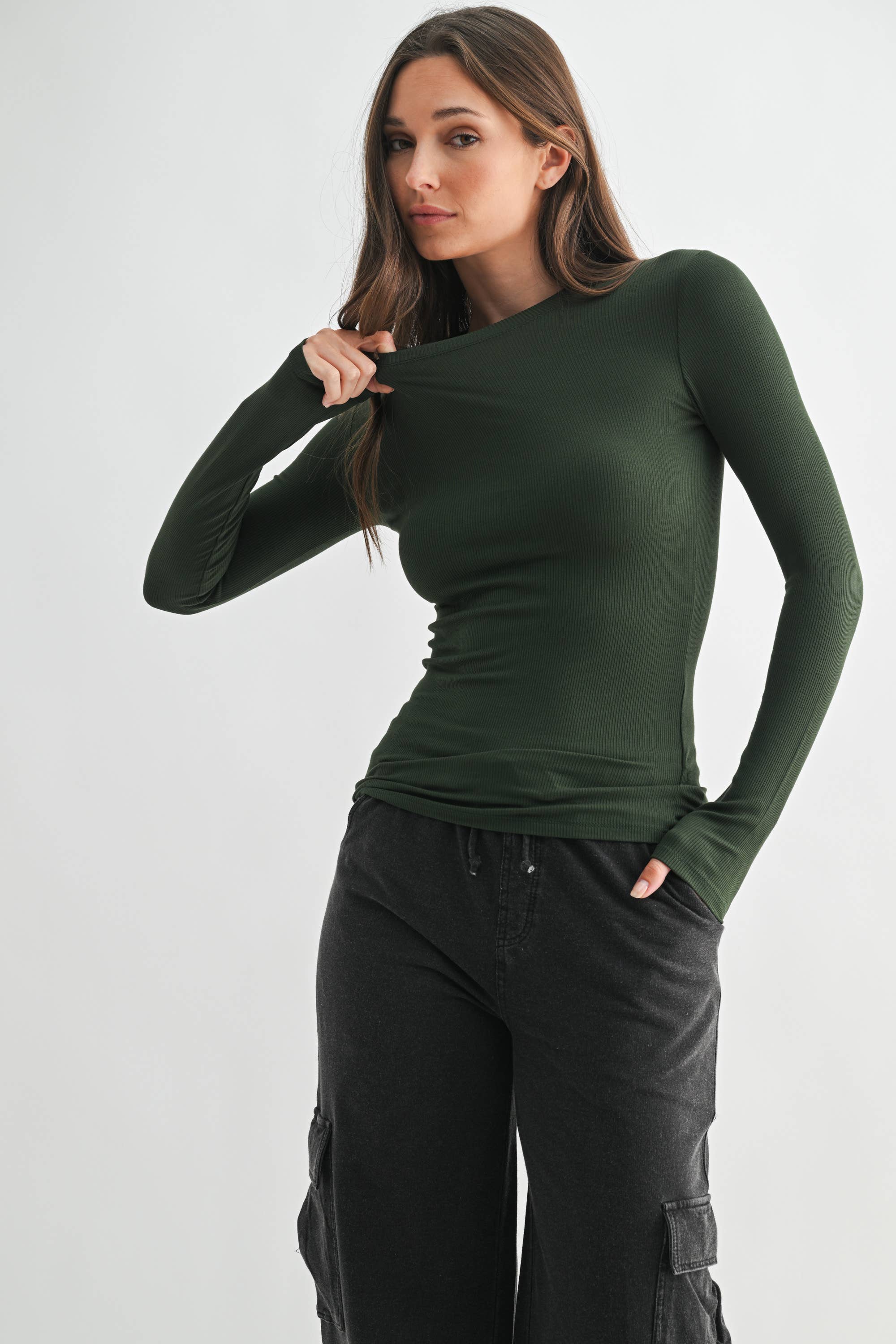 Essential Micro-Ribbed Athleisure Top: Plum