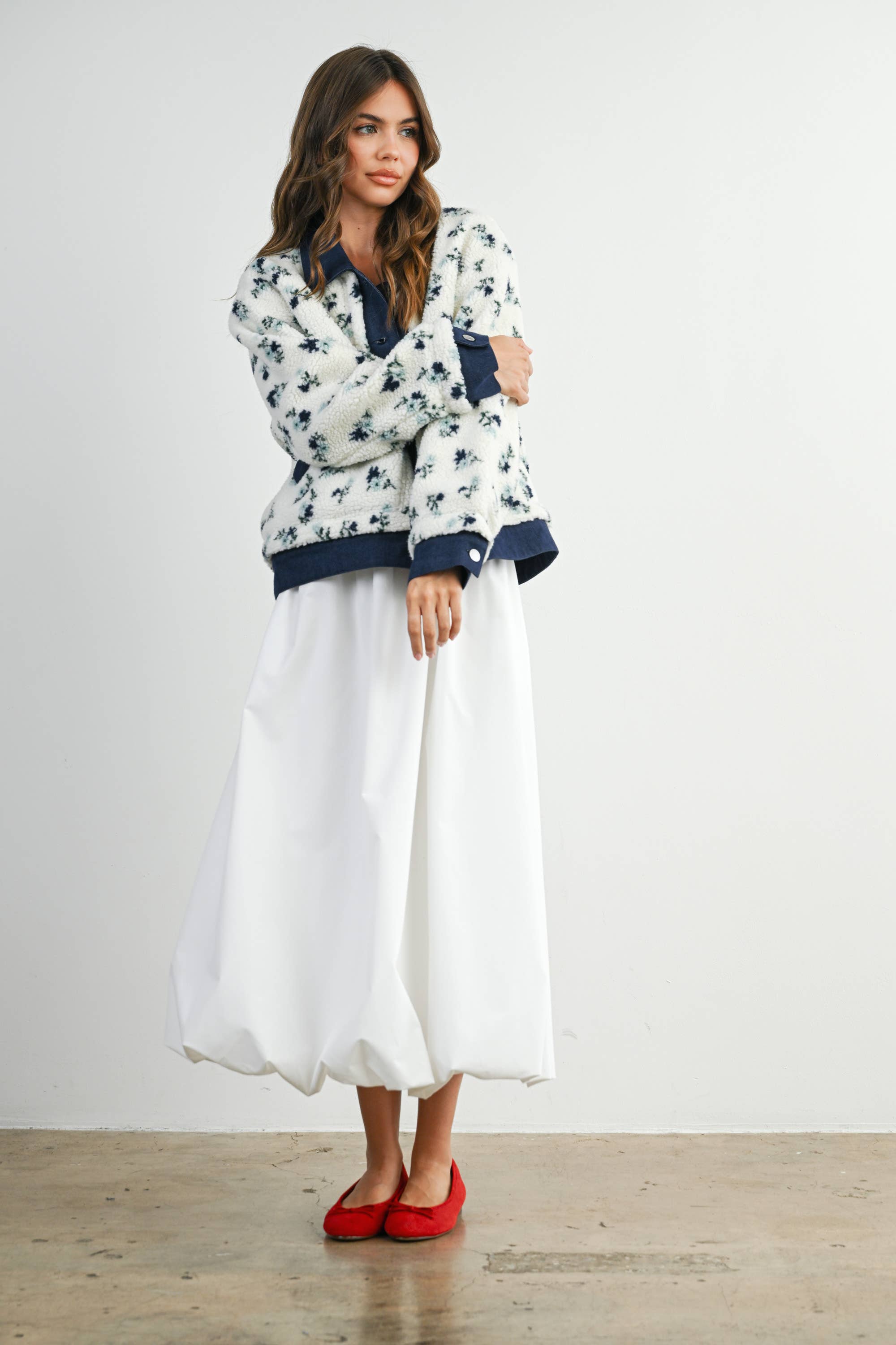 Floral Button-Down Jacket - Navy