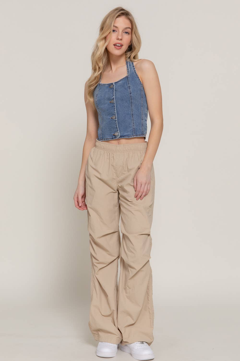 Button Down Denim Halter
