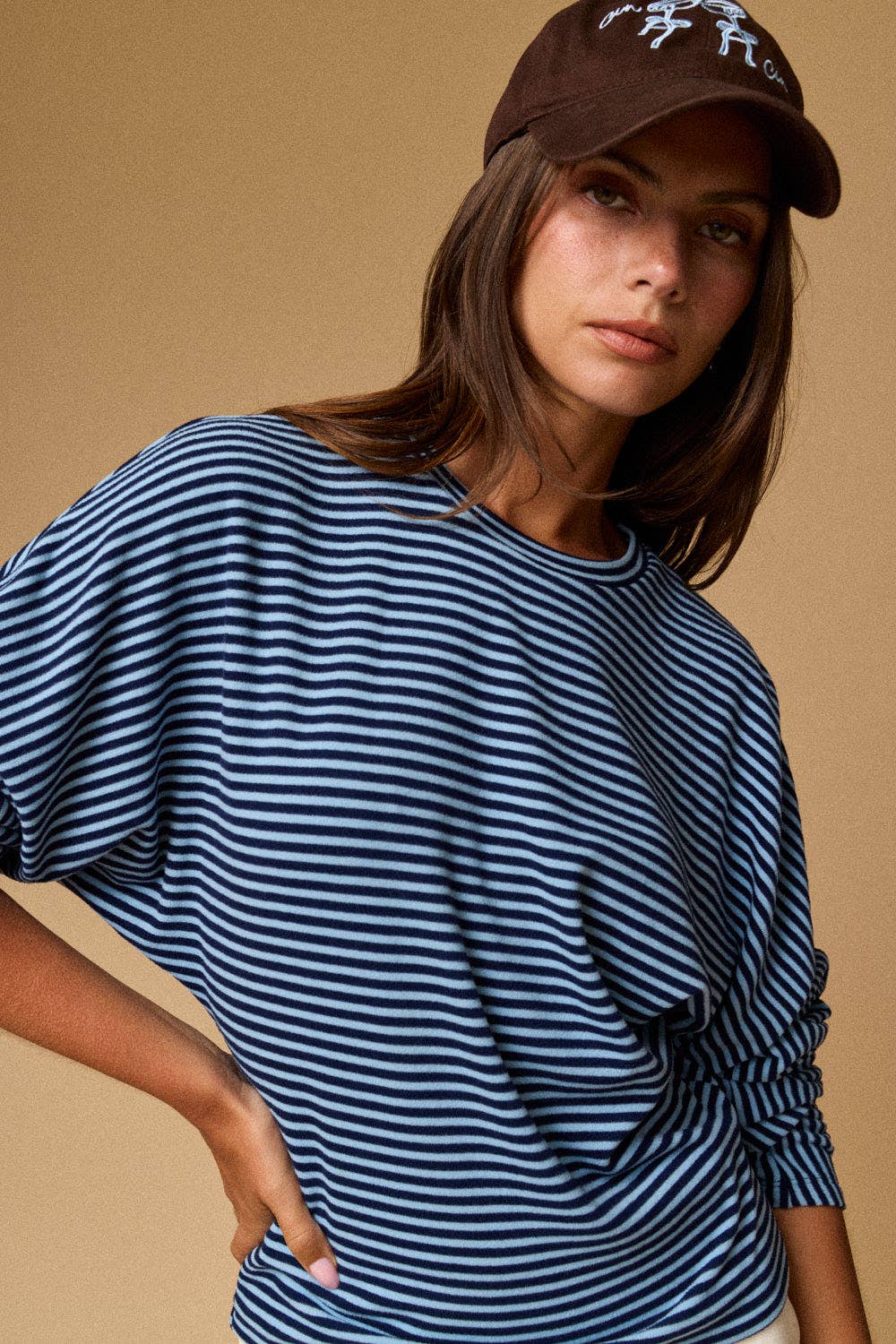Slouchy Relaxed Fit Top: Navy