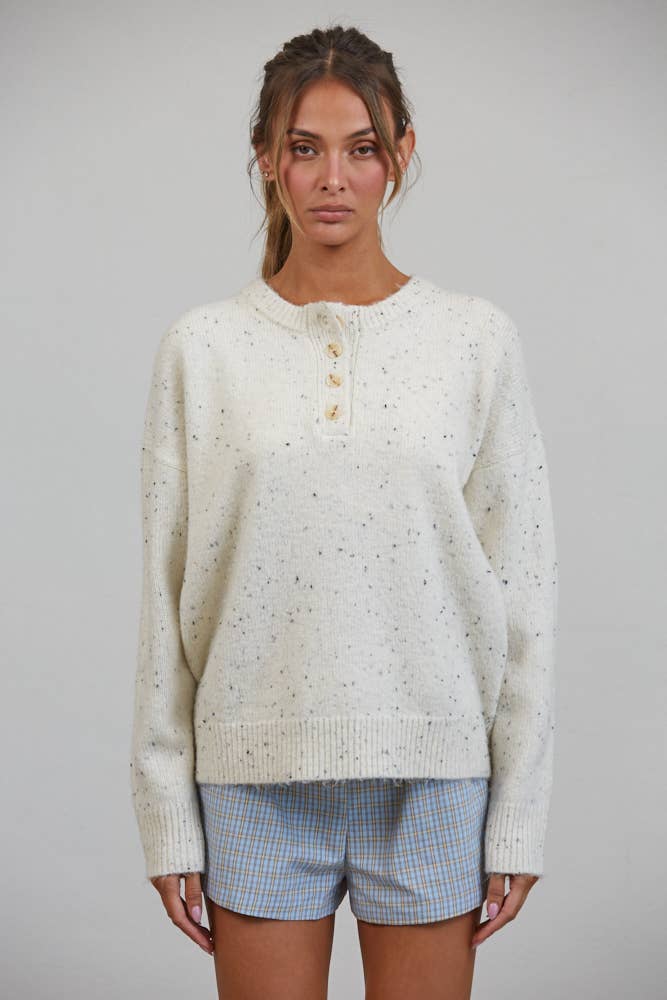 Honey Slouchy Henley Sweater