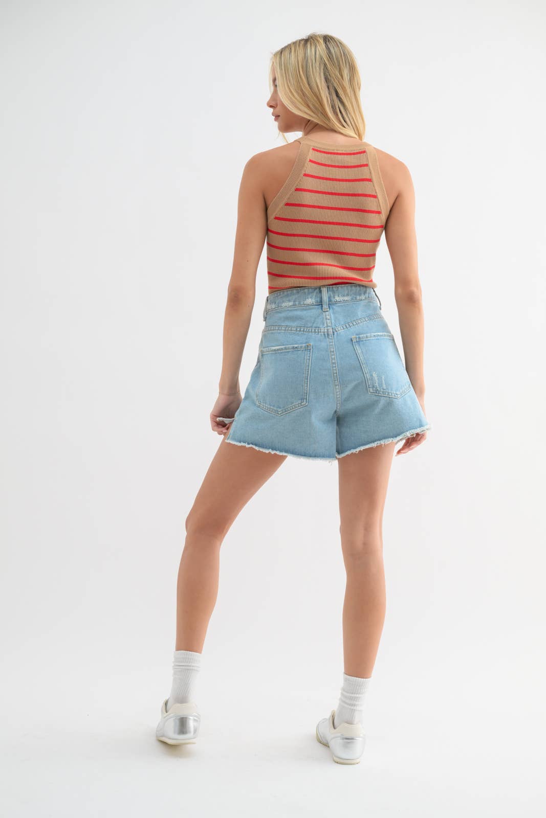 Cotton Denim Shorts- Lt