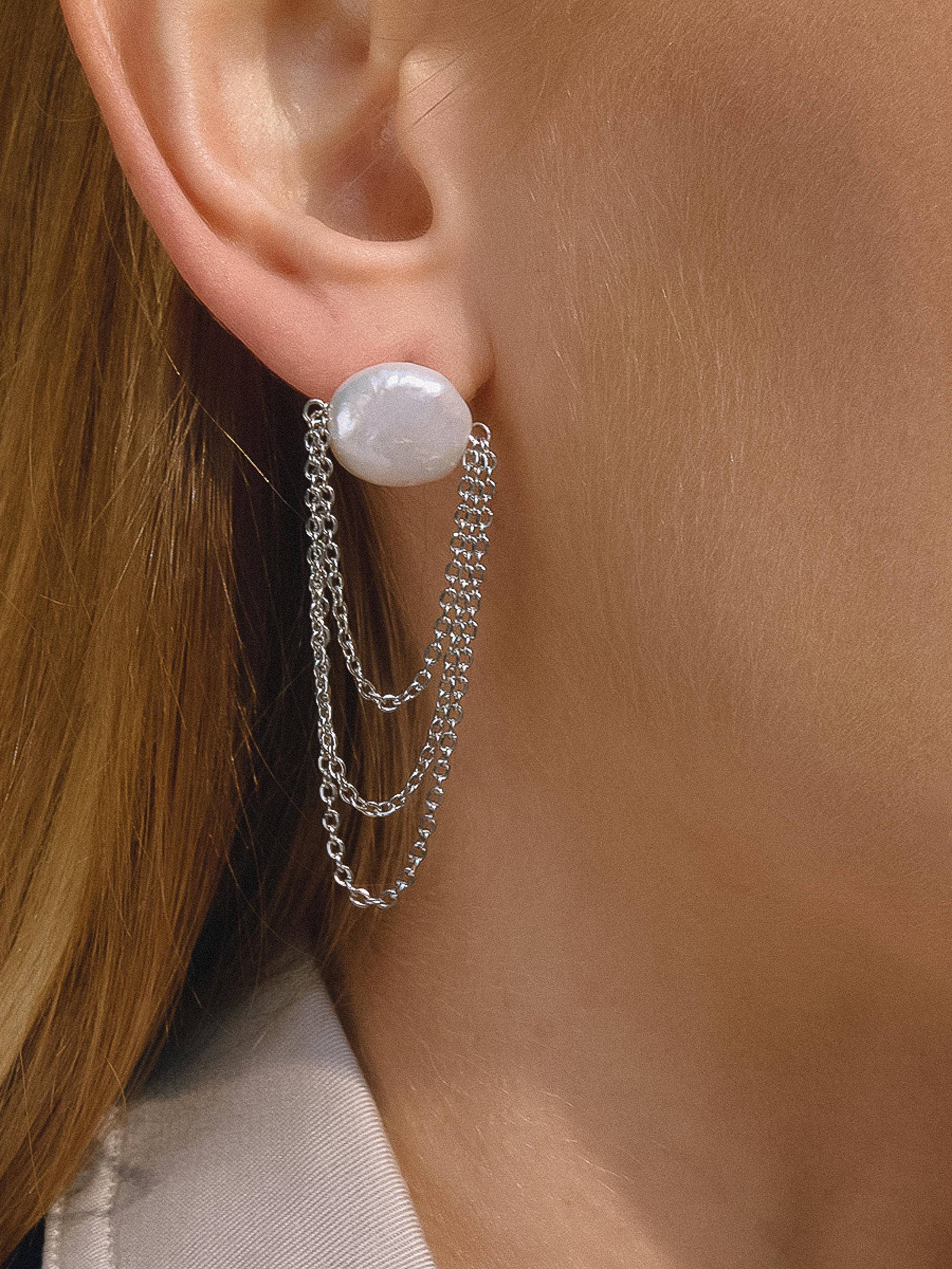 Shynelle 18K Pearl Chain Earrings