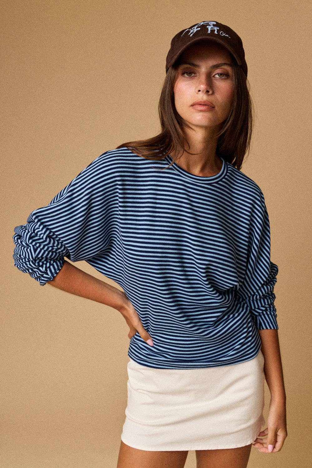 Slouchy Relaxed Fit Top: Navy