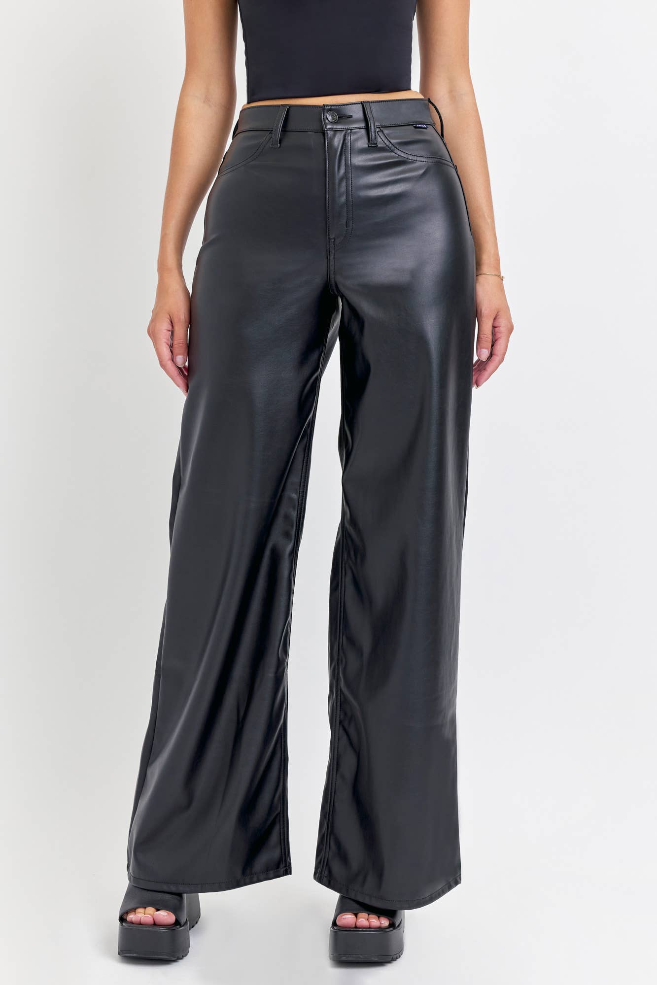 Faux Leather Pants: Black