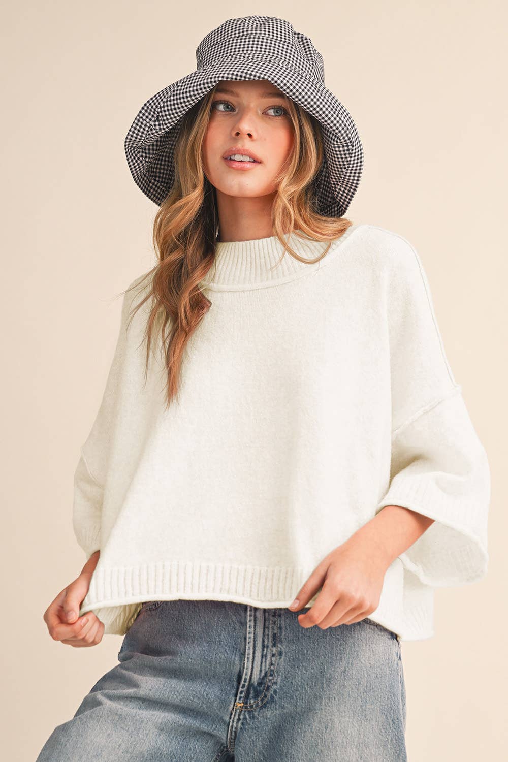 Marled Knit Sweater: Off White