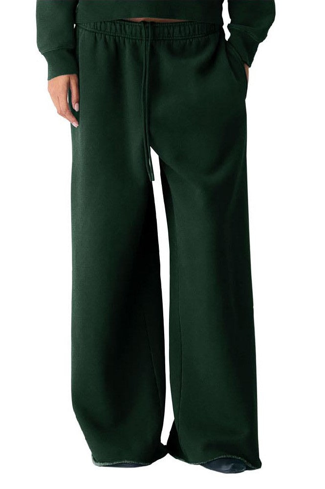 Raw Hem Fleece Sweats: Hunter Green