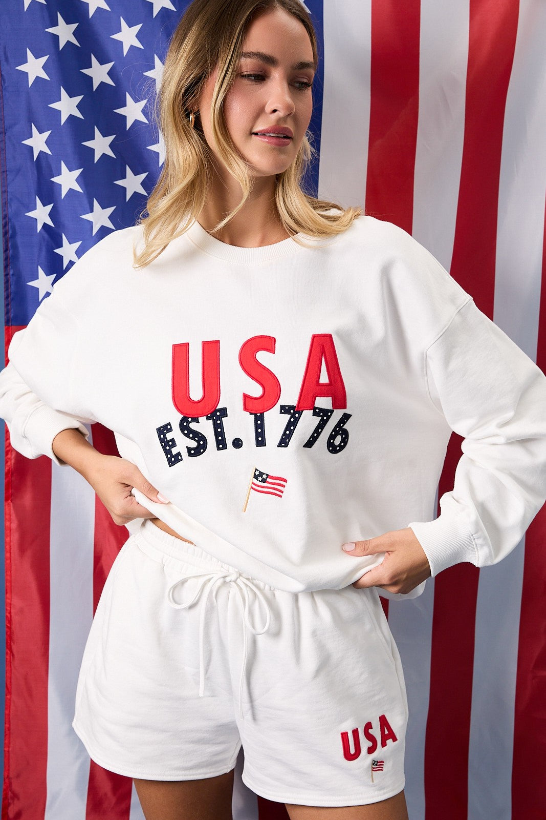 USA Graphic Sweatshirt: White