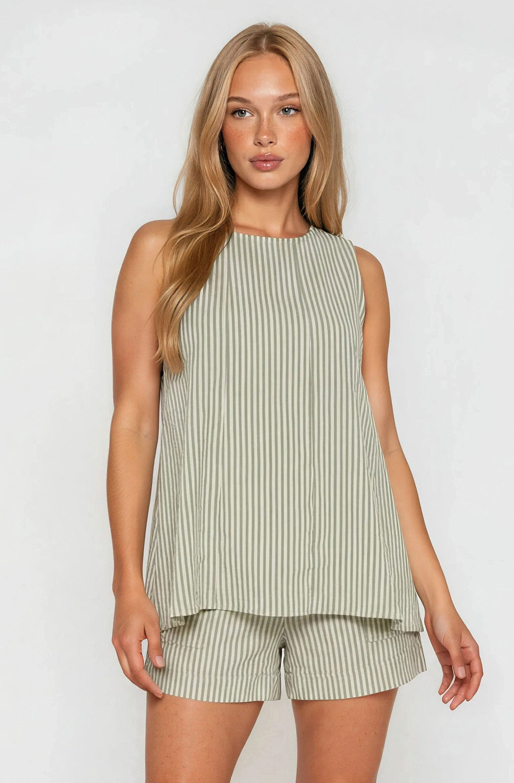 Patch Pocket Stripe Set: Ivory/Sage