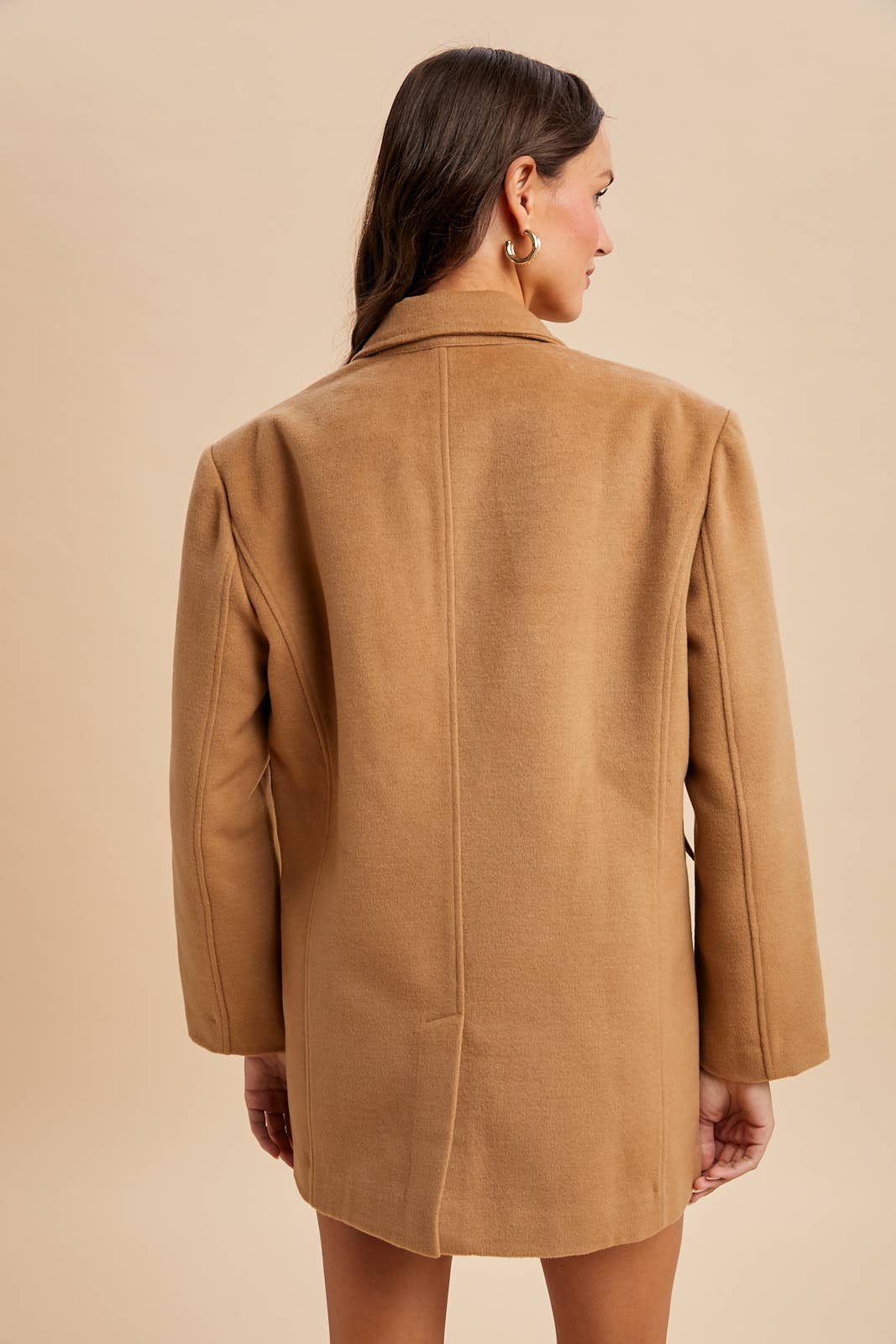 Oversized Longline Blazer: Fawn