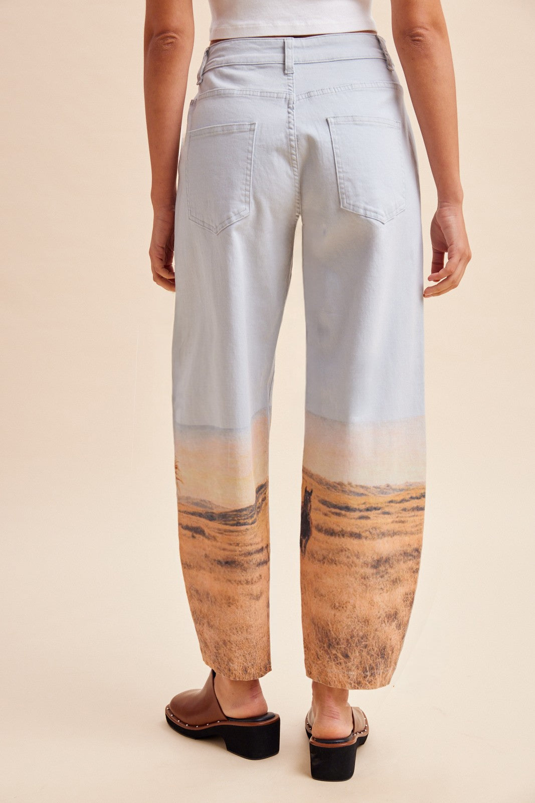 Horse Detail Denim Pants
