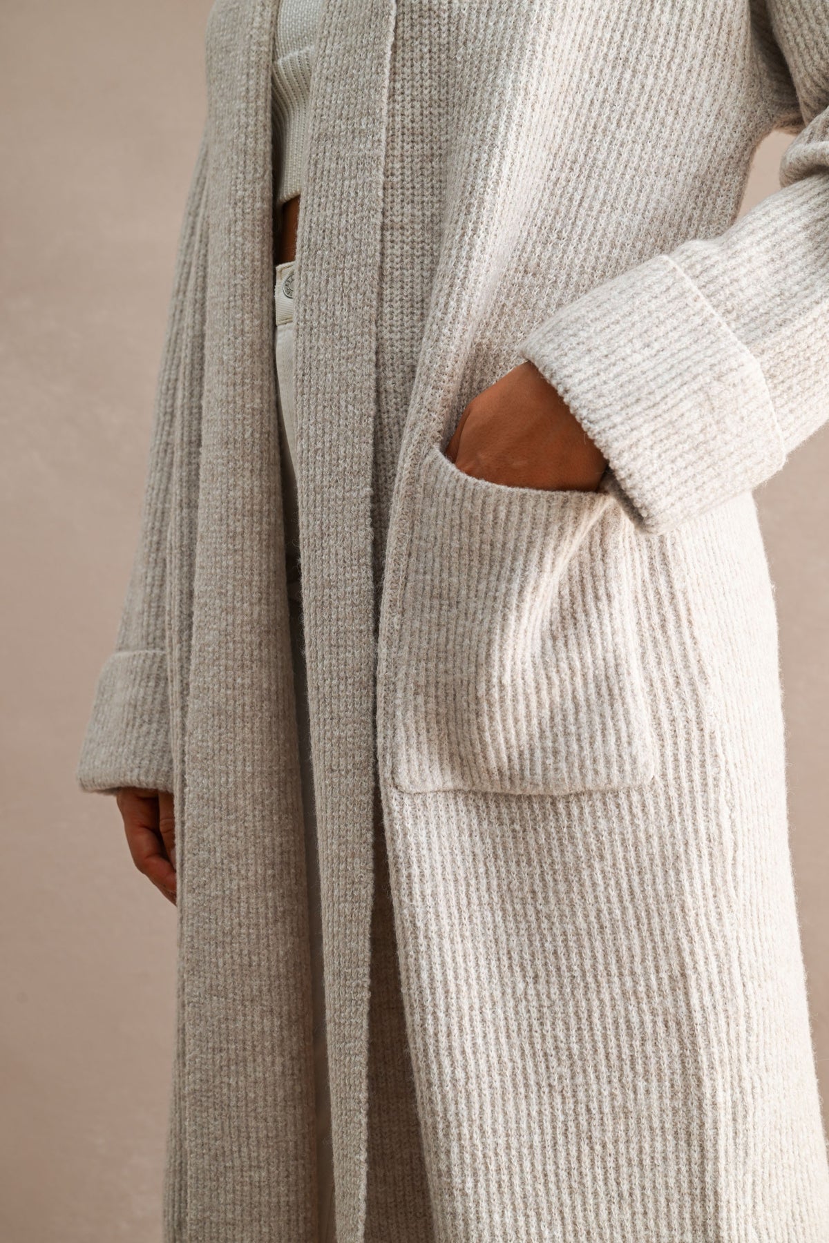 Ribbed Knit Maxi Cardigan