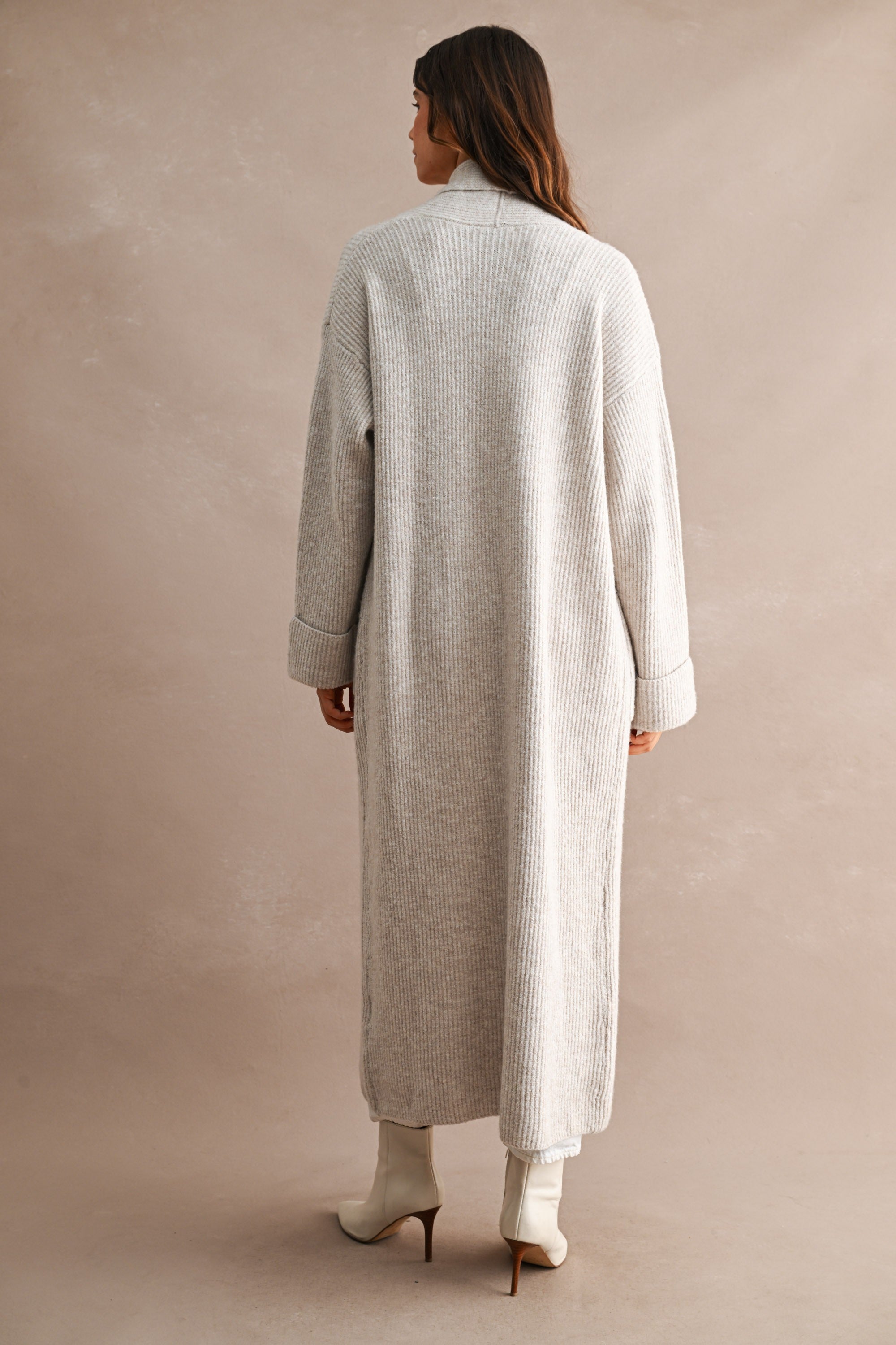 Ribbed Knit Maxi Cardigan