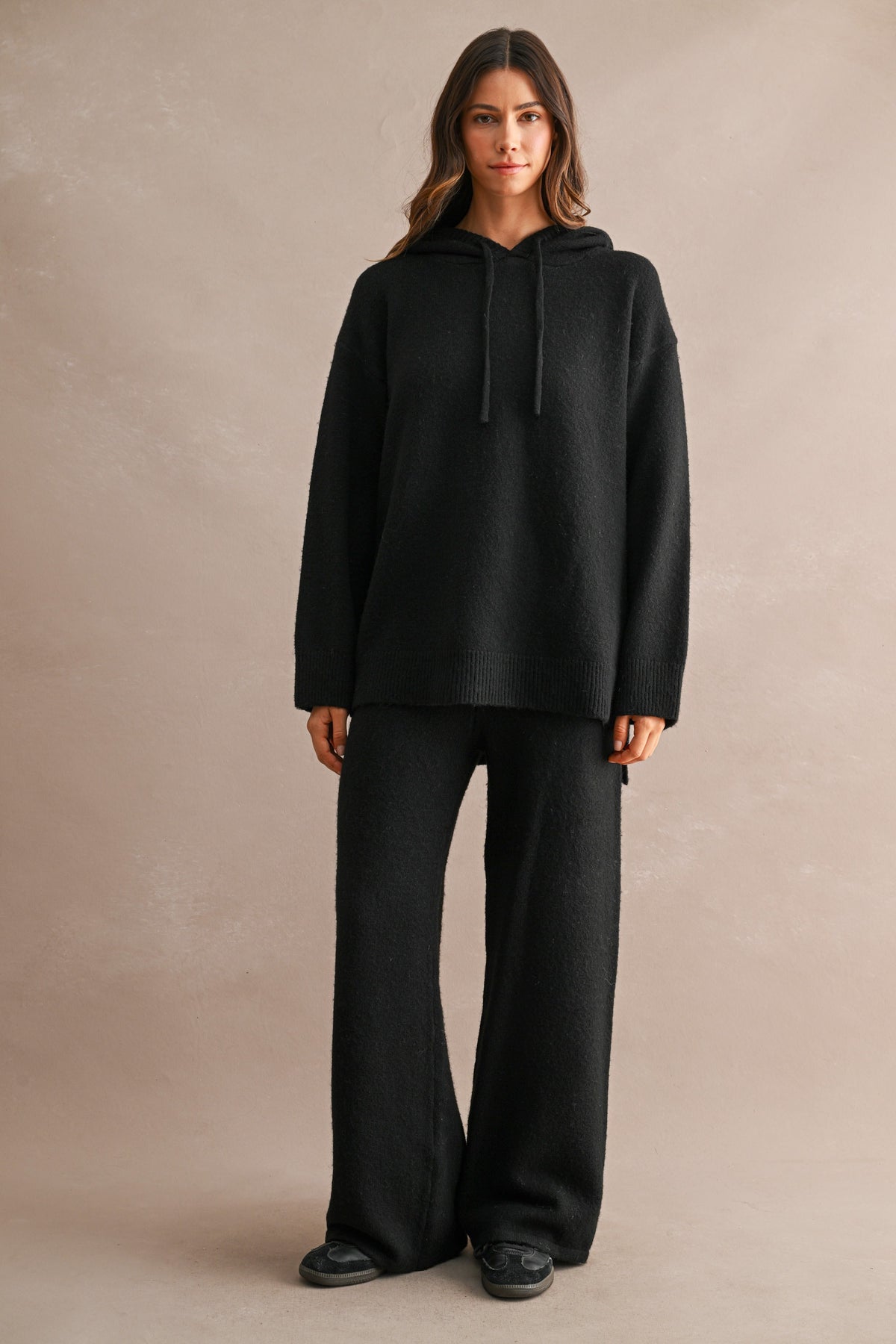 Hooded Sweater Set: Black