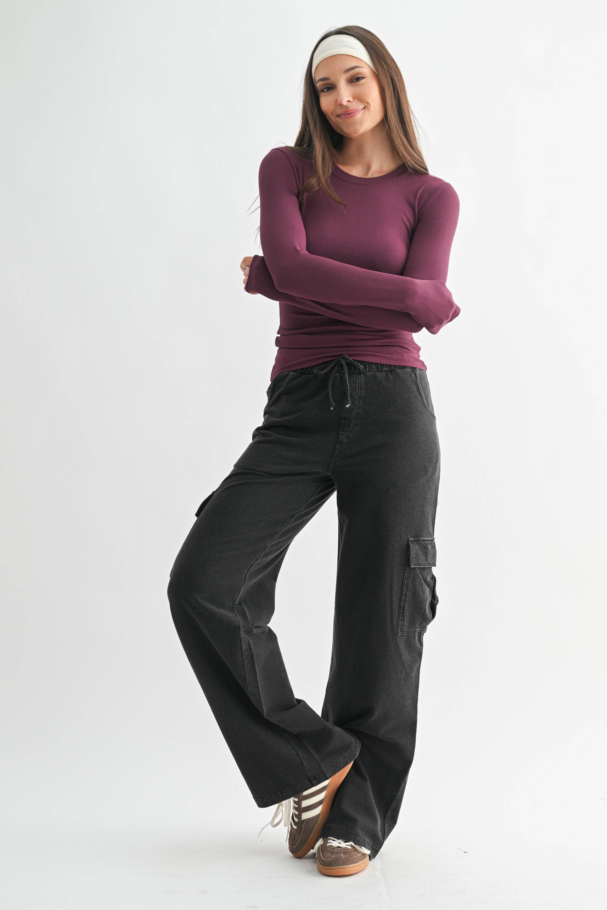 Essential Micro-Ribbed Athleisure Top: Plum