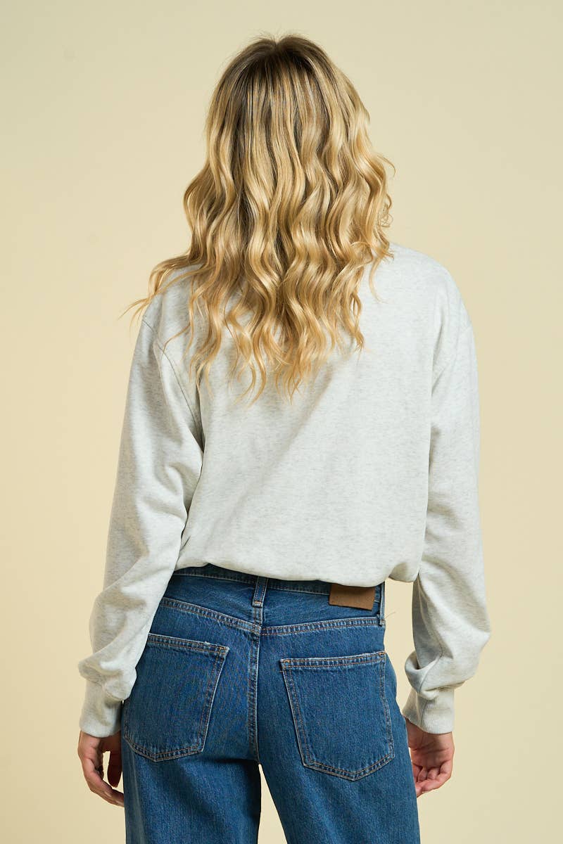 Cropped Crewneck Sweatshirt: LtGrey