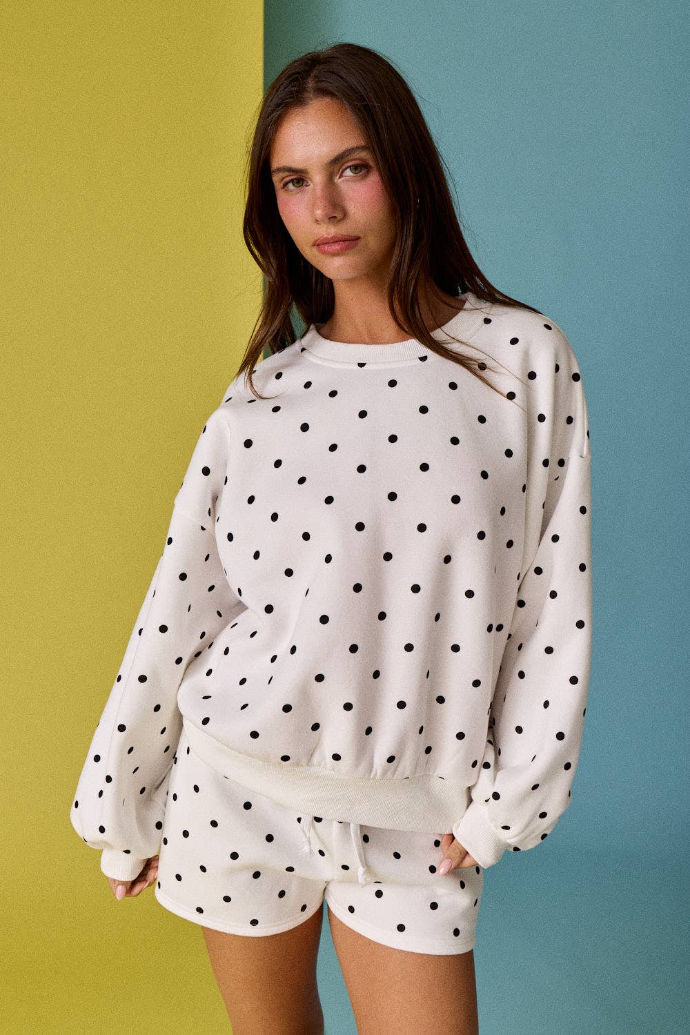 Polka Dot Fleece Set: White/Black
