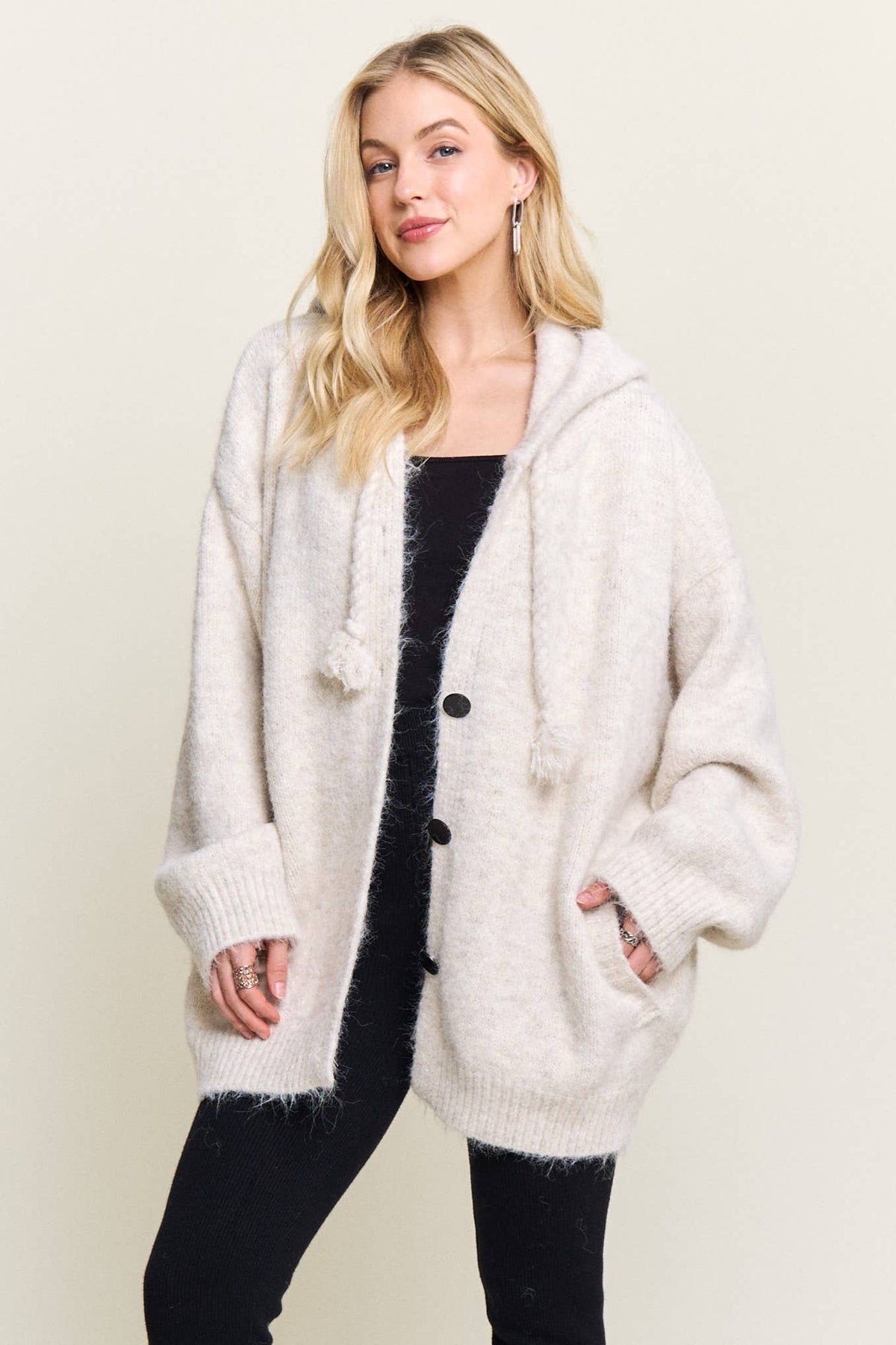 Button Up Cardigan: Cream
