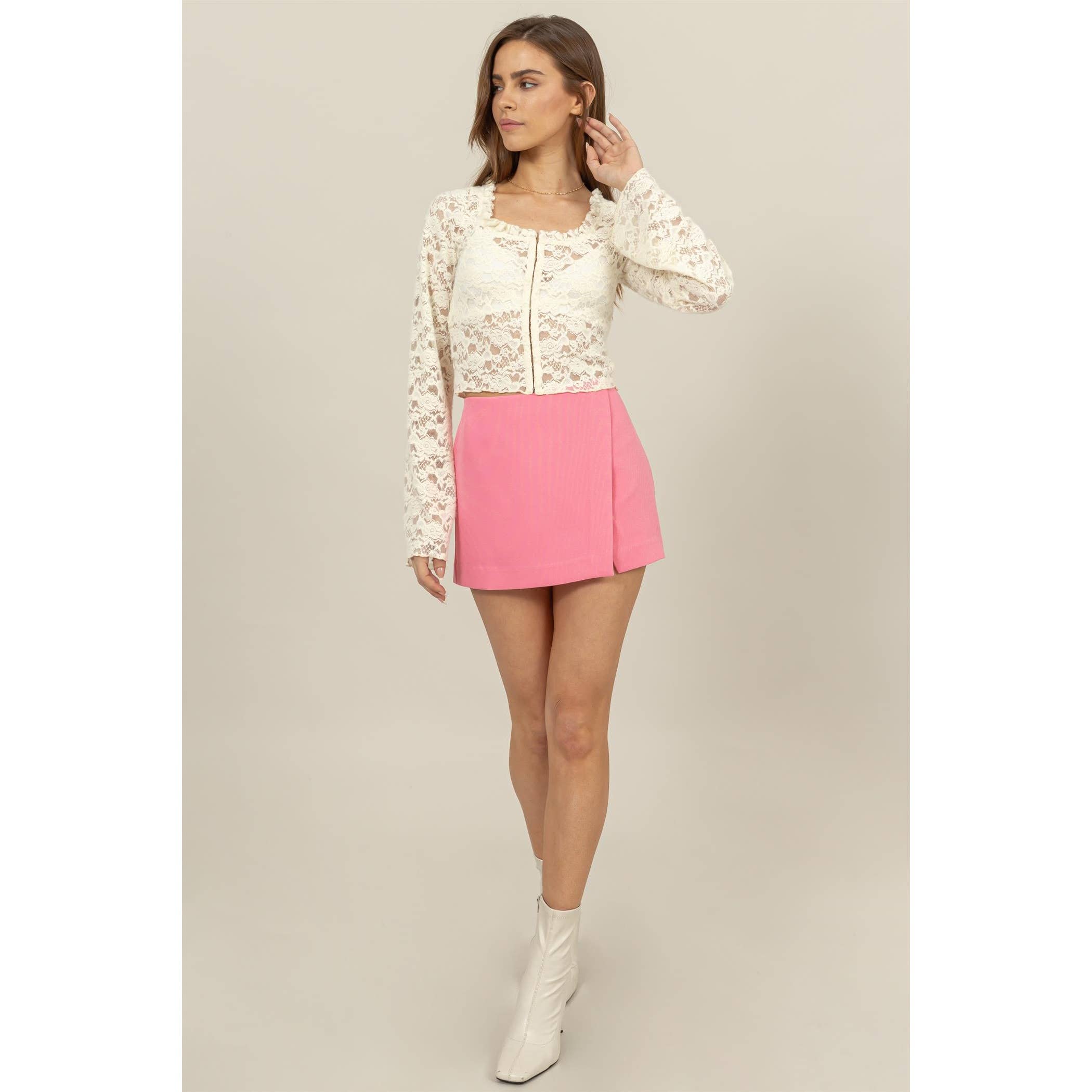 Sheer Lace Top: Cream